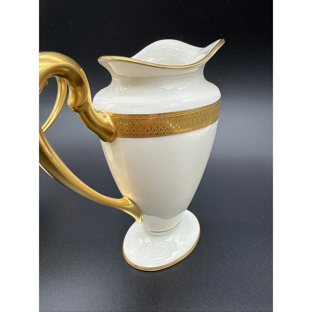 Lenox Ivory Fine China Gold Encrusted Creamer and Sugar Bowl Set 24k Gold Trim